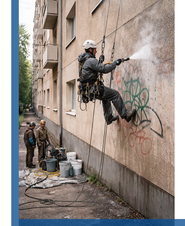 Удаление граффити с фасада в Сасове без следов и повреждений