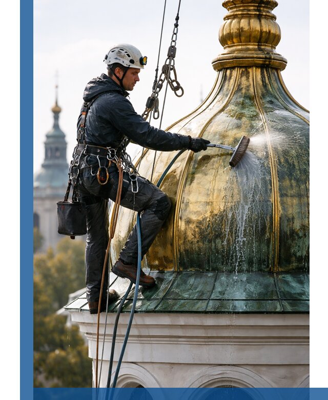 Профессиональная мойка куполов и шпилей высотными альпинистами в Сасове