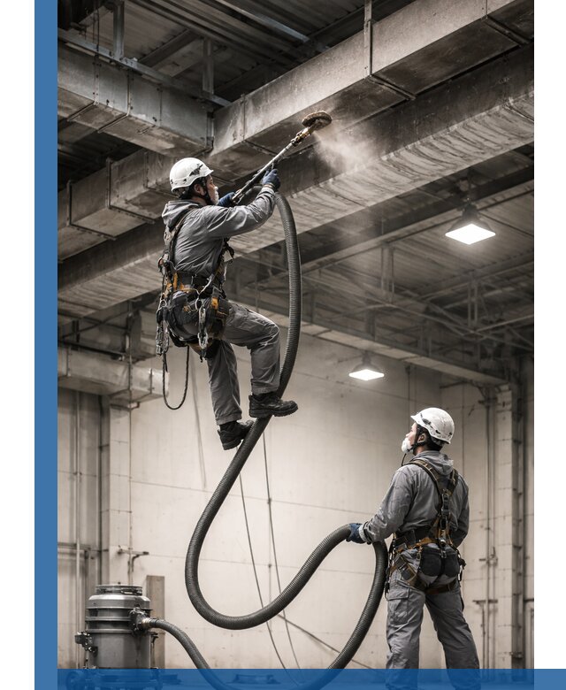 Обеспыливание потолочных конструкций в Сасове промышленным альпинизмом