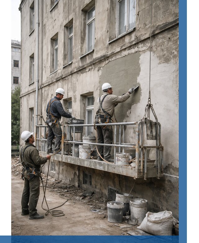 Капитальный ремонт фасада в Сасове от 4244 р. | ВЫСОТНИК-Ссв