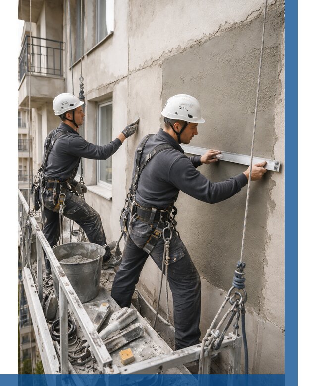 Штукатурка фасада на высоте в Сасове от 909 р. | ВЫСОТНИК-Ссв