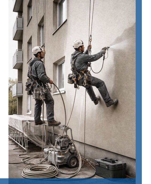 Безвоздушная покраска фасада в Сасове от 222 р/м² | ВЫСОТНИК-Ссв