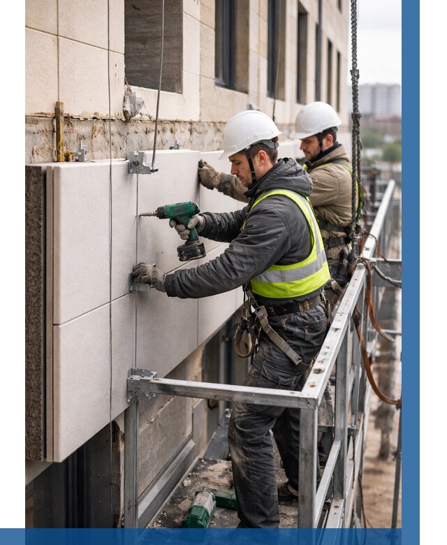 Монтаж фасадных термопанелей в Сасове от 1516 р. | ВЫСОТНИК-Ссв