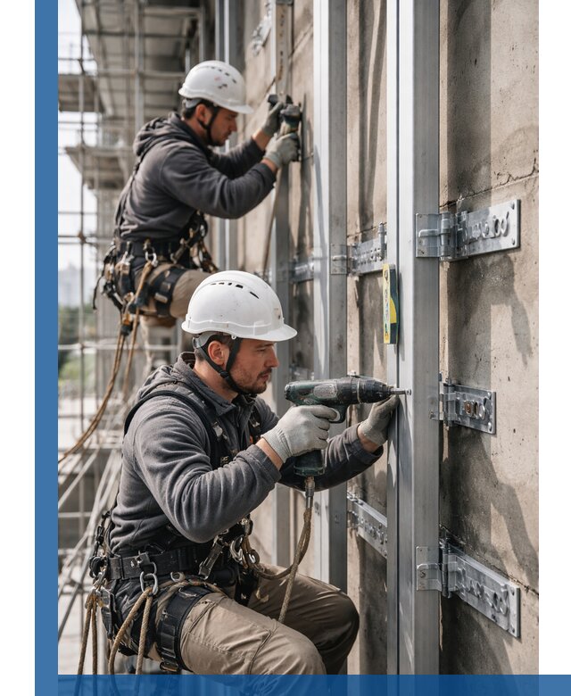 Монтаж и крепление подсистемы вентфасада в Сасове