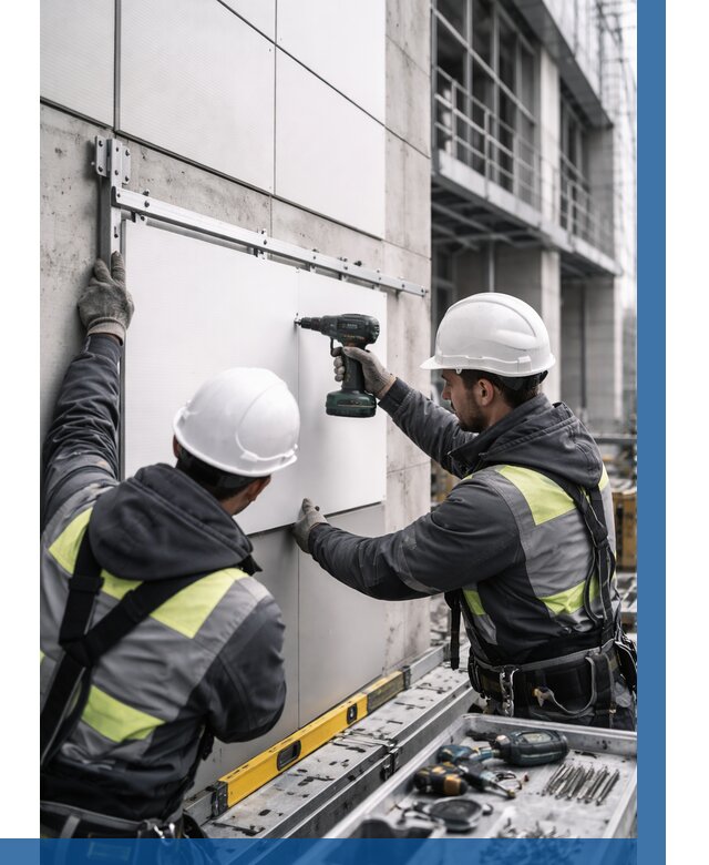 Монтаж композитных панелей фасада в Сасове от 2526 р. | ВЫСОТНИК-Ссв