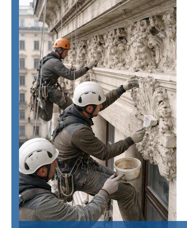 Реставрация фасадной лепнины с высотными работами в Сасове