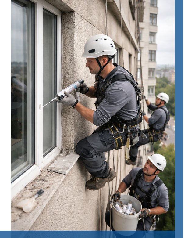 Герметизация оконных швов снаружи в Сасове от 1516 р. | ВЫСОТНИК-Ссв