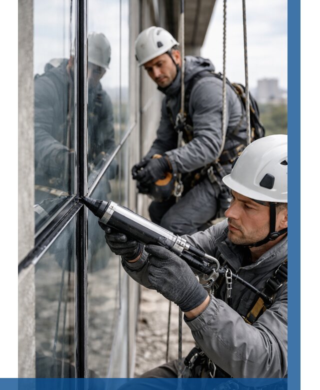 Герметизация витражных швов в Сасове от 657 р. | ВЫСОТНИК-Ссв