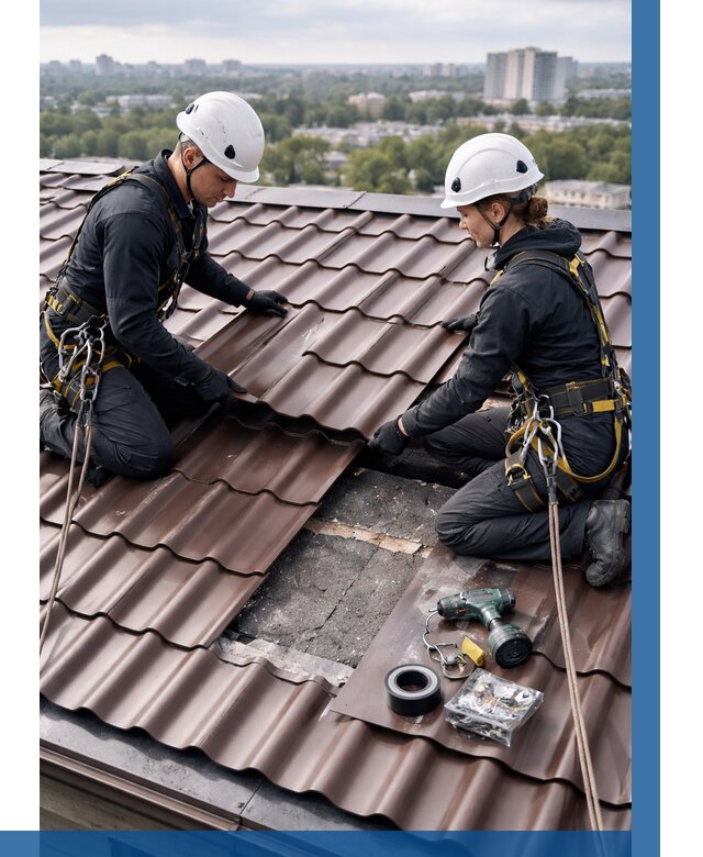 Ремонт металлочерепицы на крыше в Сасове от 909 р. | ВЫСОТНИК-Ссв