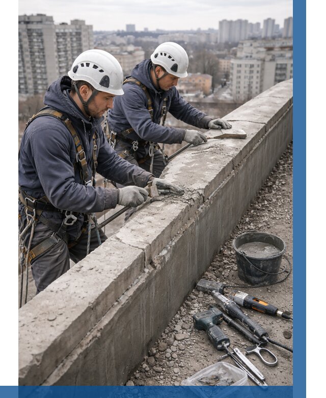 Ремонт парапета на кровле в Сасове от 1516 р. | ВЫСОТНИК-Ссв