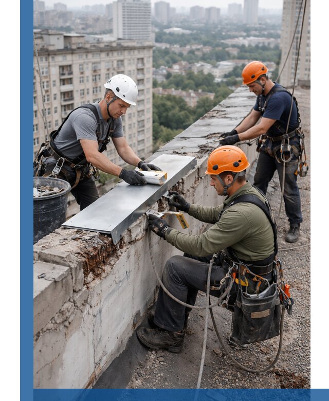 Ремонт парапета на кровле в Сасове, высотные работы с гарантией