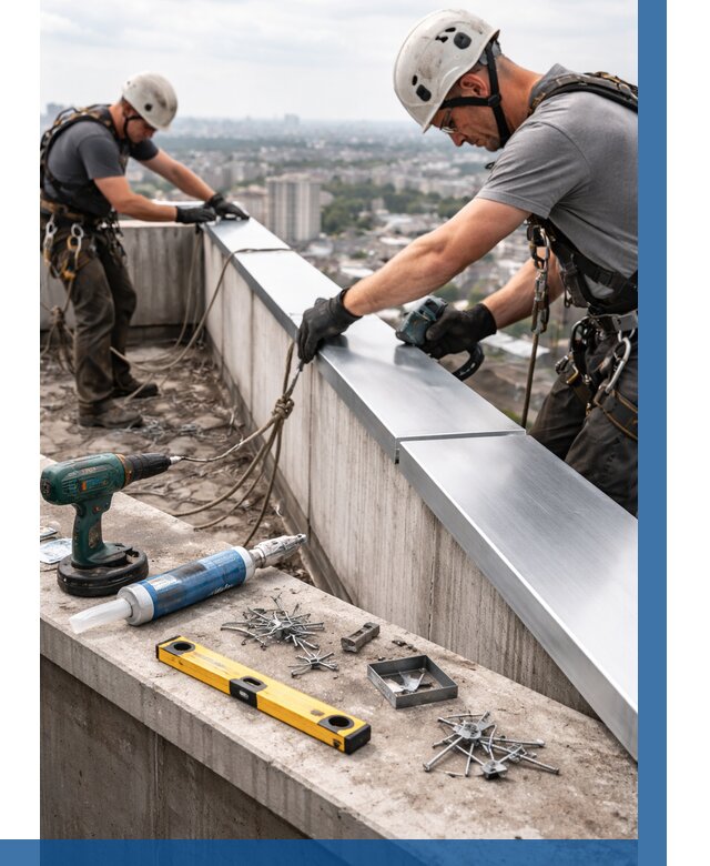 Монтаж парапетных крышек в Сасове от 808 р. | ВЫСОТНИК-Ссв