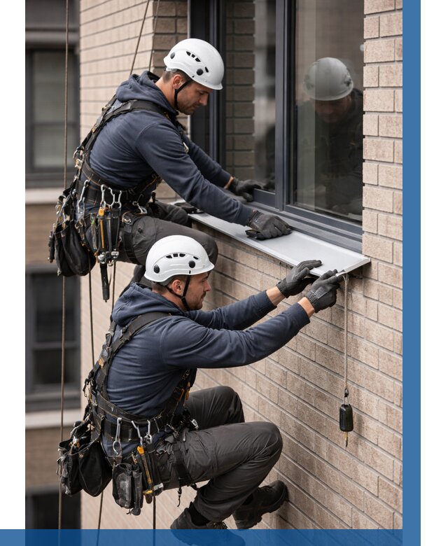 Монтаж оконных отливов под ключ в Сасове от 3537 р. | ВЫСОТНИК-Ссв