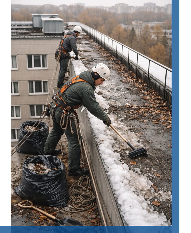 Очистка кровли по периметру в Сасове от 556 р. | ВЫСОТНИК-Ссв