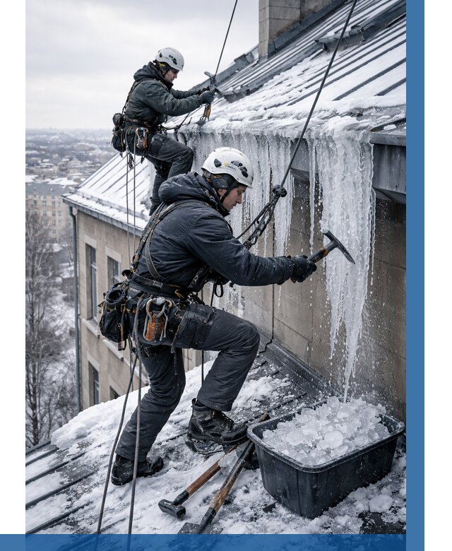 Удаление наледи с кровли в Сасове от 5558 р. | ВЫСОТНИК-Ссв