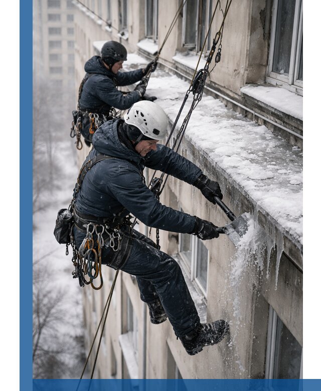 Удаление наледи и сосулек с карнизов в Сасове профессионально