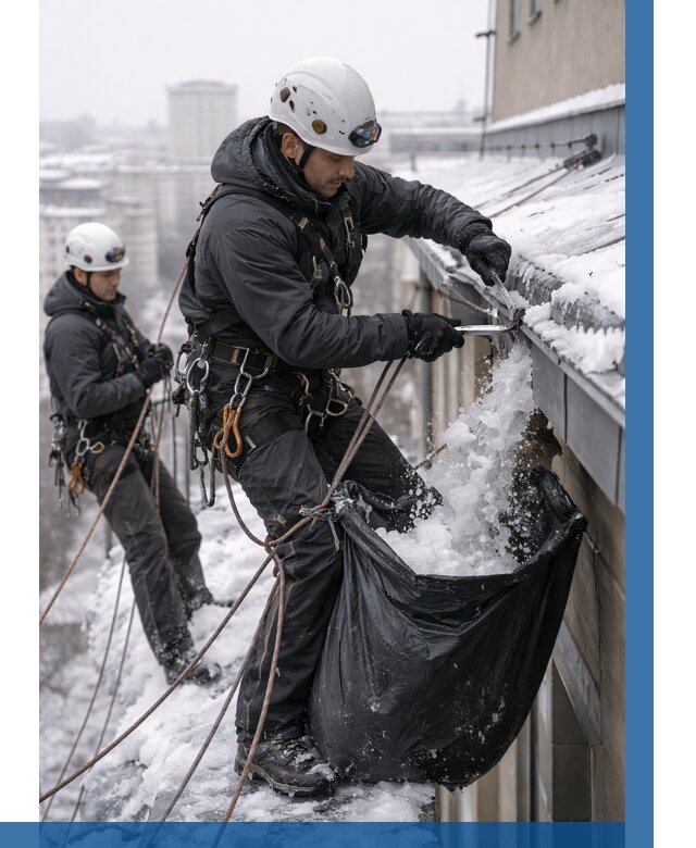 Аварийная очистка крыши в Сасове под ключ от 303 р. | ВЫСОТНИК-Ссв