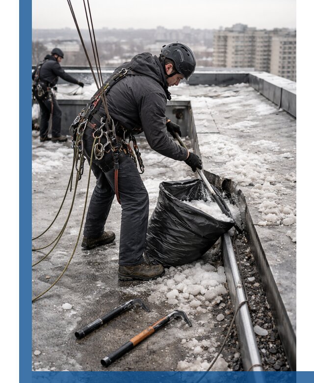 Аварийная очистка кровли в Сасове от промальпинистов