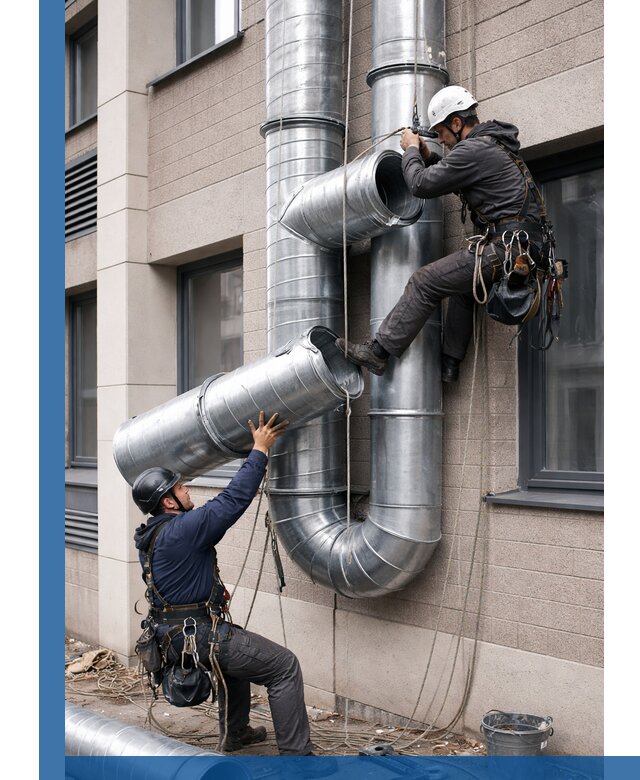 Монтаж фасадных воздуховодов в Сасове с герметизацией и крепежом