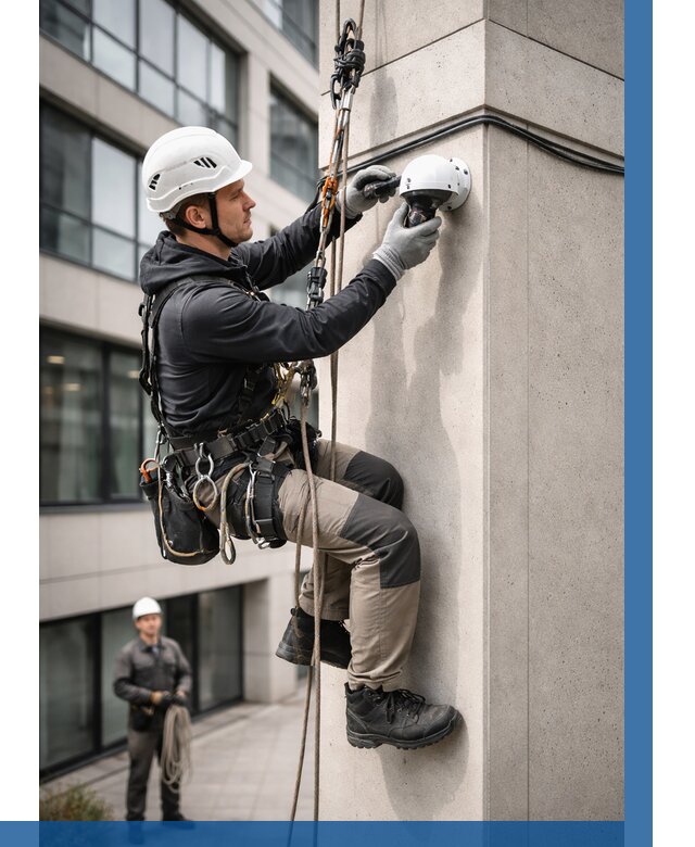 Монтаж камер видеонаблюдения на фасаде в Сасове от 8589 р.-ВЫСОТНИК-Ссв