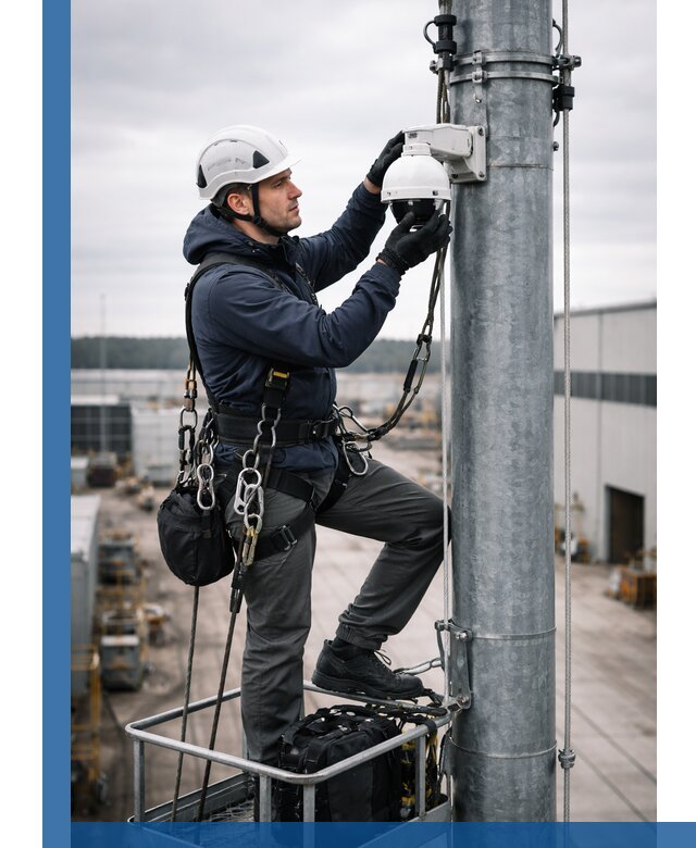 Профессиональная установка видеокамер на мачте в Сасове