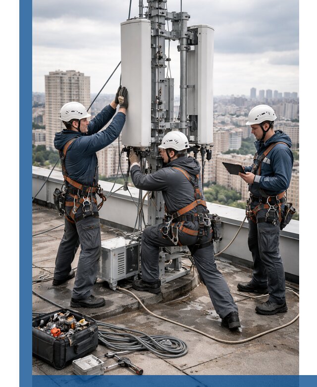 Монтаж антенн связи на крыше в Сасове с вводом в эксплуатацию