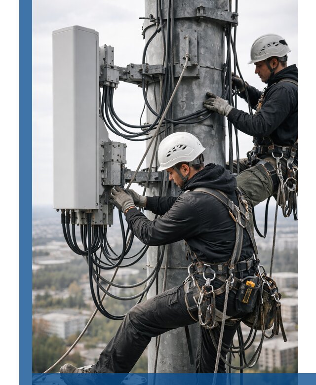 Монтаж оборудования связи на мачте в Сасове с пусконаладкой