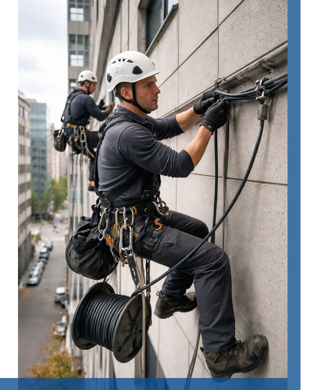 Прокладка кабеля по фасаду в Сасове от 354 р. | ВЫСОТНИК-Ссв