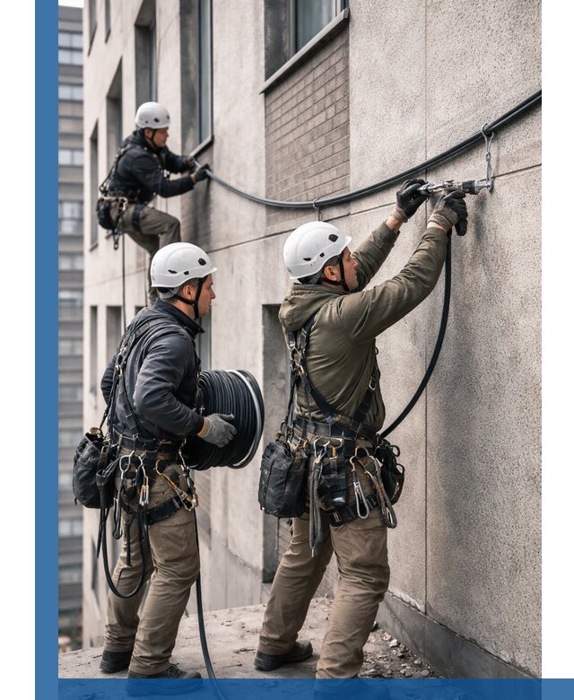 Прокладка кабеля по фасаду в Сасове, профессиональный монтаж