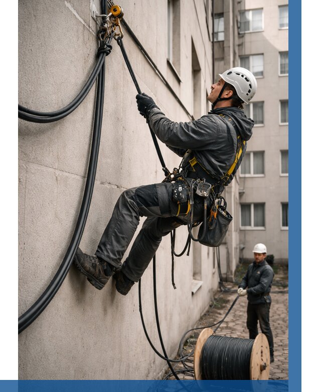 Протяжка кабеля питания на высоте в Сасове от 455 р. | ВЫСОТНИК-Ссв