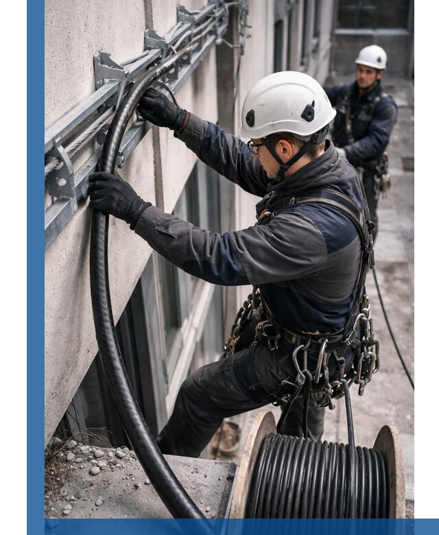 Протяжка кабеля питания на высоте в Сасове с гарантией безопасности и качества