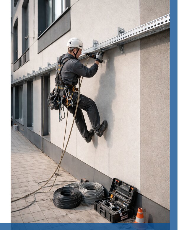 Монтаж кабельных лотков на фасаде в Сасове от 1213 р. | ВЫСОТНИК-Ссв