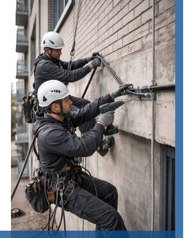 Крепление кабеля на фасаде в Сасове от 354 р. | ВЫСОТНИК-Ссв