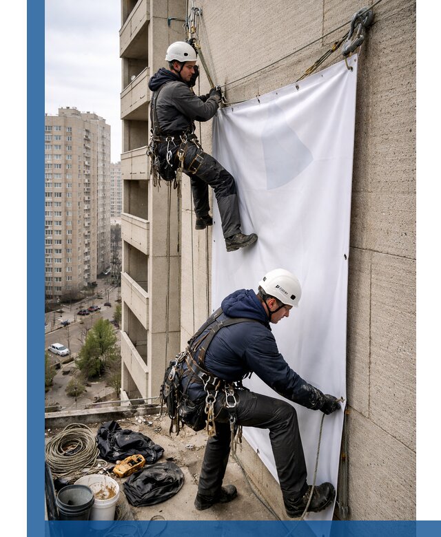 Профессиональный монтаж баннеров на фасаде в Сасове