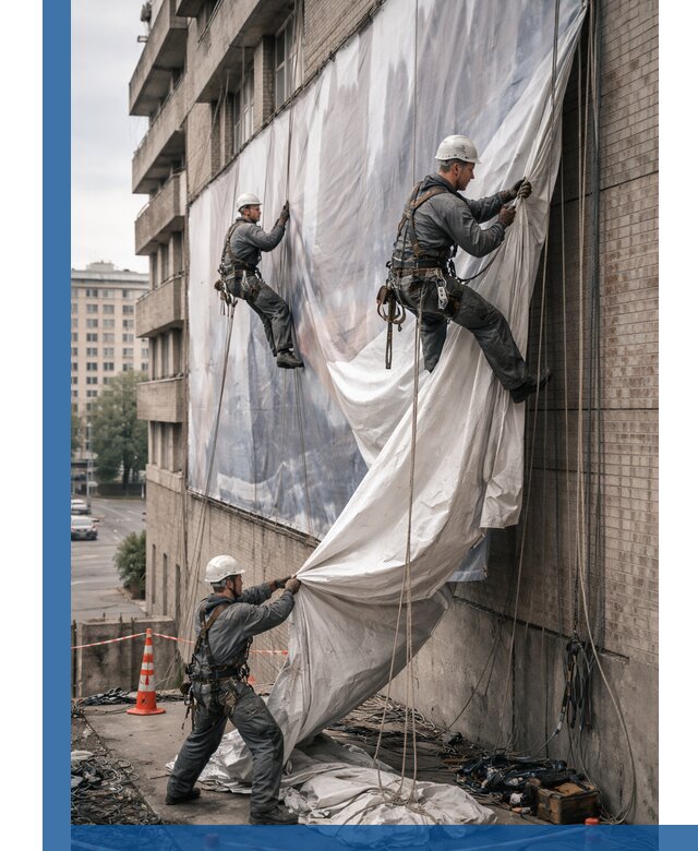 Демонтаж баннеров с фасада в Сасове оперативно и безопасно