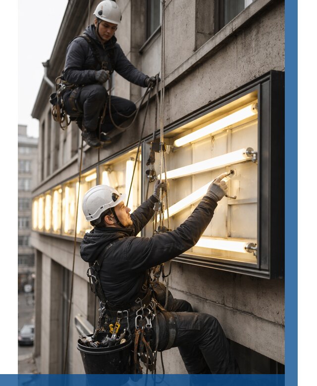 Замена ламп в вывеске в Сасове под ключ от 3537 р. | ВЫСОТНИК-Ссв