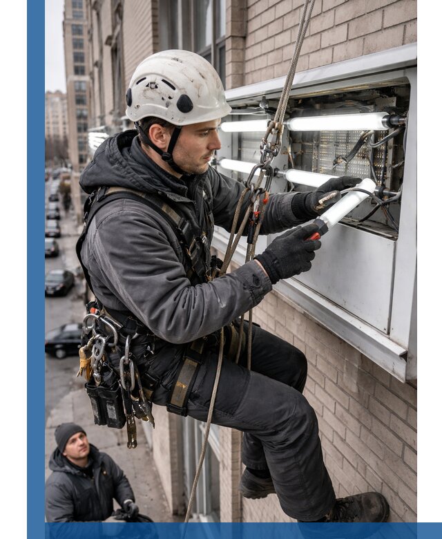 Профессиональная замена ламп в наружной вывеске в Сасове