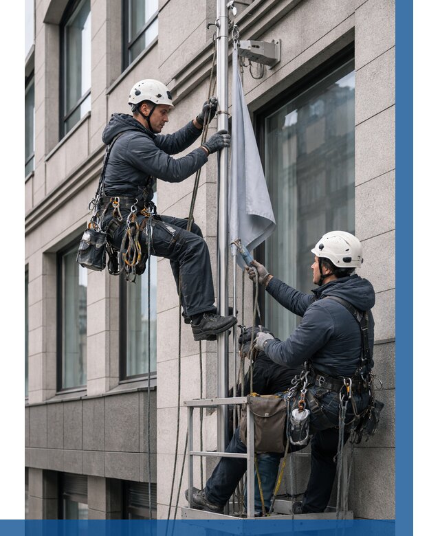 Установка флагов на фасаде в Сасове от 4547 р. | ВЫСОТНИК-Ссв