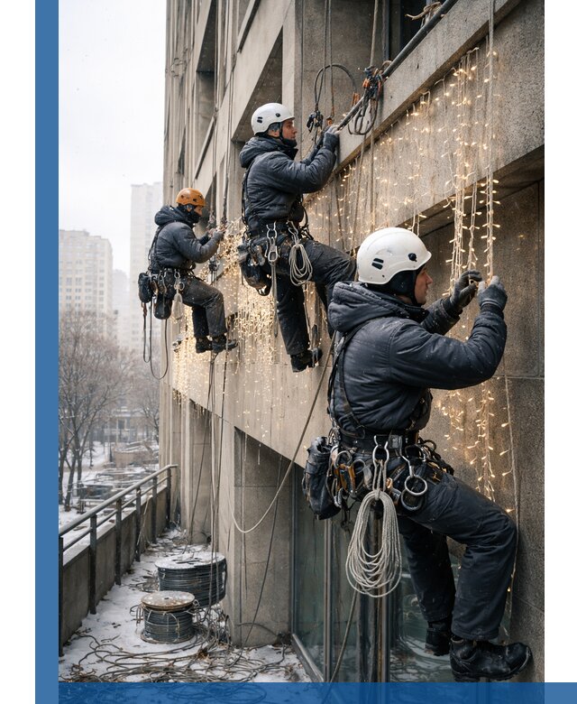 Монтаж новогодней иллюминации и украшение фасадов в Сасове