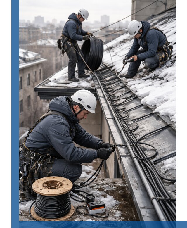 Монтаж греющего кабеля на кровле в Сасове под ключ