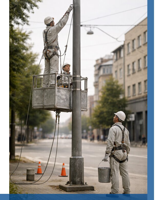 Покраска опор освещения в Сасове от 5053 р. | ВЫСОТНИК-Ссв