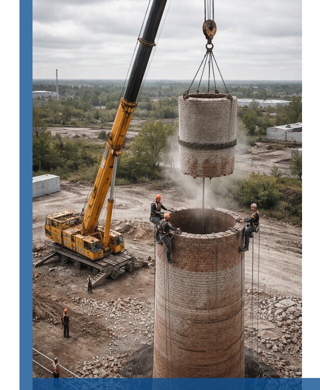 Демонтаж дымовой трубы в Сасове с гарантиями безопасности