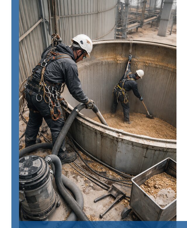 Профессиональная чистка зерновых бункеров в Сасове с выездом