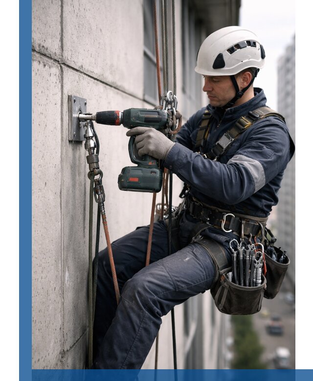 Установка анкерных точек для высотных работ в Сасове